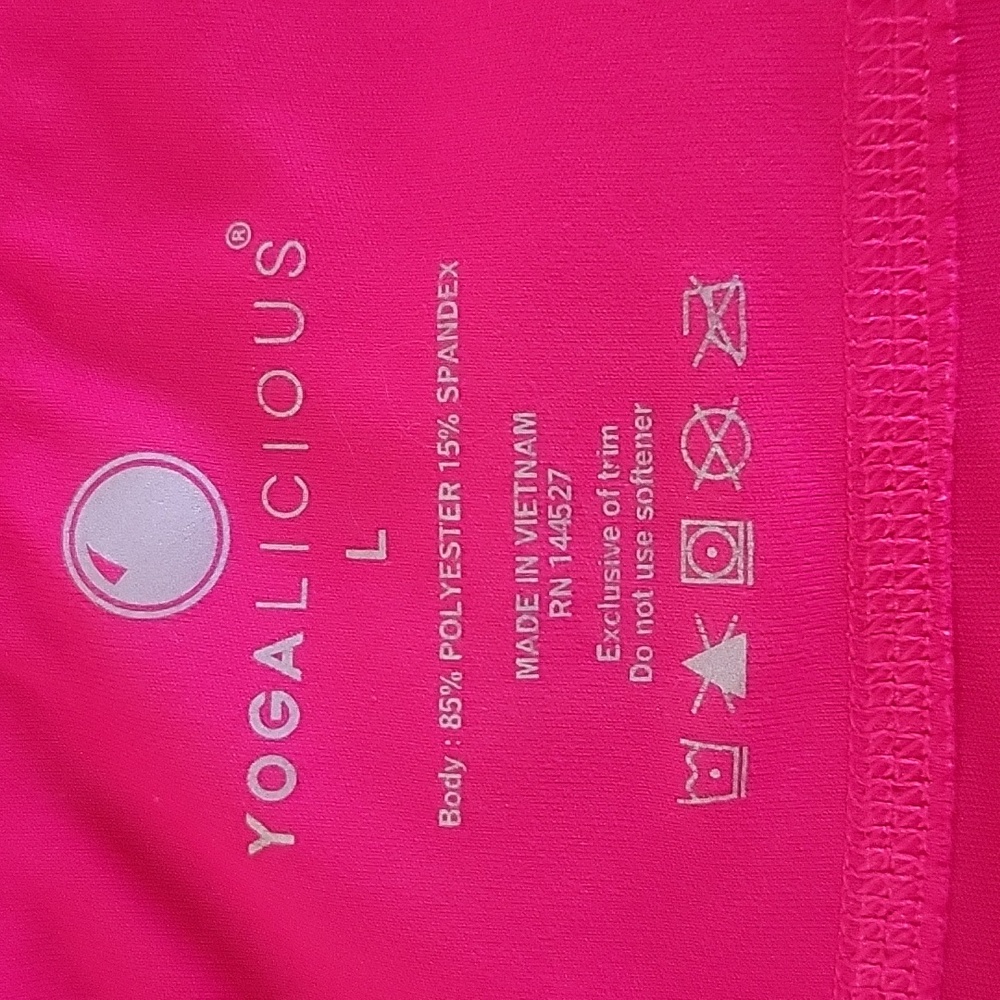 Yogalicious Vibrant Pink Leggings, Capri W Detail - Picture 4 of 6